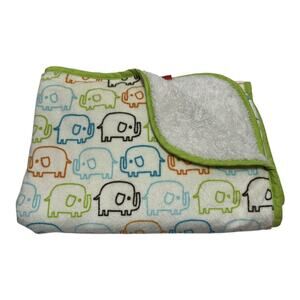Zutano Elephant Baby Blanket Green Orange Blue 2011